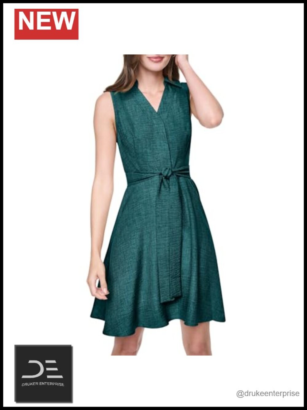 DKNY Sleeveless Collared Fit and Flare Dress